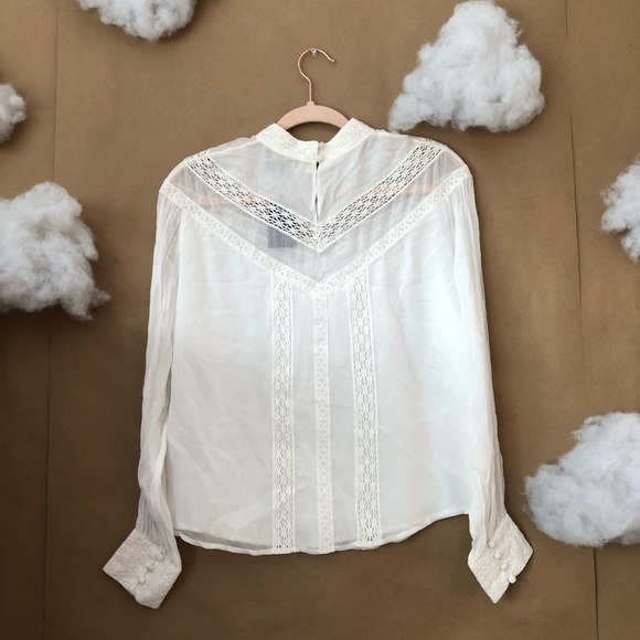 ✨ NWT Maje Ludmi Lace Trim Blouse ✨ - Picture 7 of 8